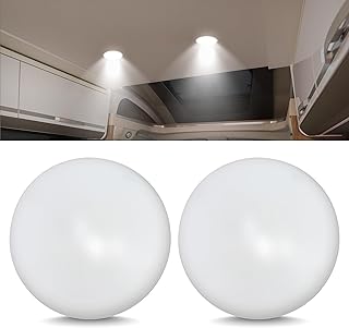 Command Electronics OEM 12V LED RV Low Profile Surface Mount Ceiling Light - Made in USA - Durable Design - Hardware & Connectors Included - 4.5 Inch Diameter for Compact Spaces | White (2 Pack)