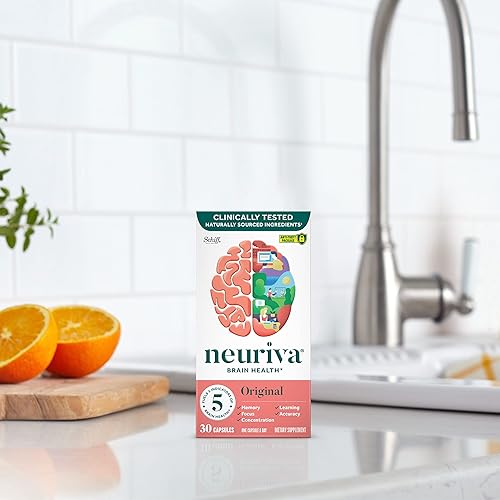 Miniatura 7 de NEURIVA Rendimiento cerebral original (30 unidades), suplemento de apoyo cerebral con ingredientes naturales clínicamente probados 1 ea (paquete de