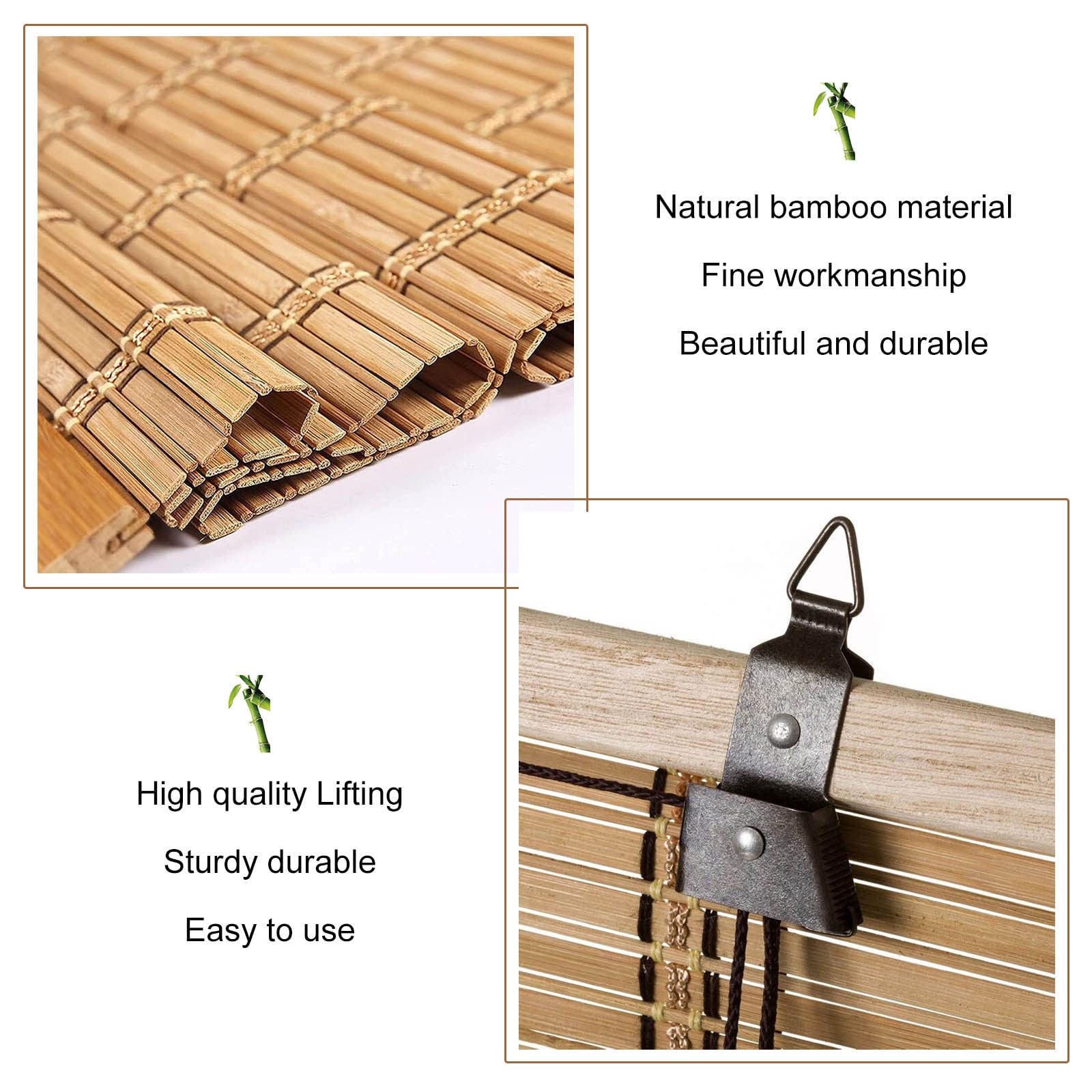 Bambus Jalousien 50cm 60cm 80cm 100cm 120cm 150cm Breit,Bambusrollo Für Türen/Fenster,Sonnenschutzvorhänge,Lichtfilternde Sichtschutz Rollo Bambus,Rollläden Aussenbereich,W×H-90x180cm/35.5x71in
