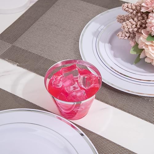 Vista 37 de WDF Paquete de 60 vasos de plástico transparente de 9 onzas desechables para fiestas, reuniones de vacaciones, bodas Transparente (60 unidades)