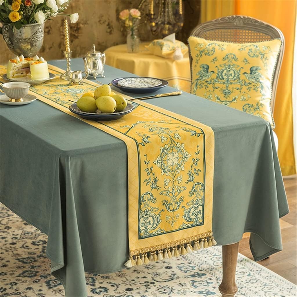 Centro Mesa Camino De Mesa Amarillo, Bandera Cama Americana, Comedor Estilo Europeo, Café, Mueble TV, Tela Decorativa Larga Decoración Camino(33*200cm)