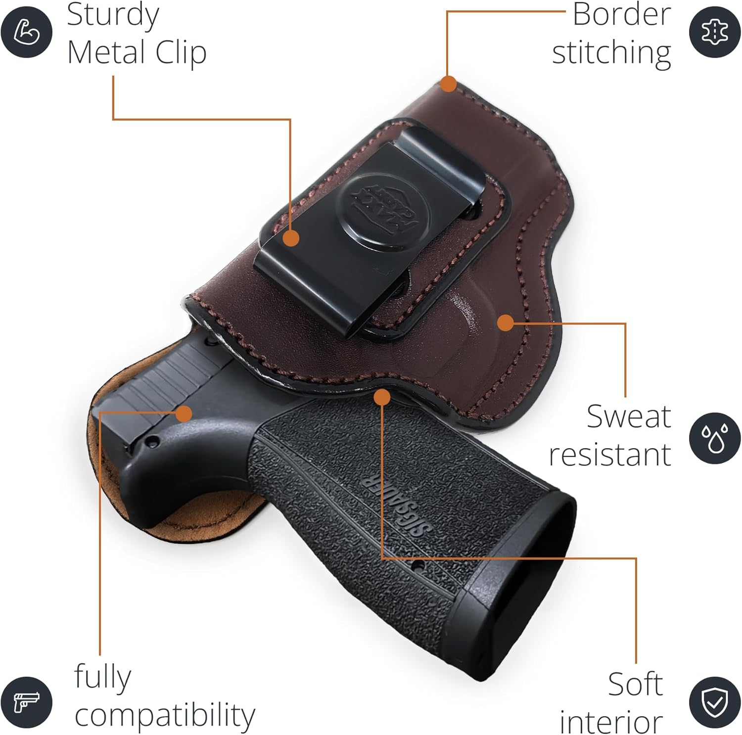 Genuine Leather Iwb Holster for Sig Sauer P365XL Macro Pistol - Tactical Handgun Iwb Leather Holster - Comfortable Appendix Everyday Carry - Maxx Carry Holsters