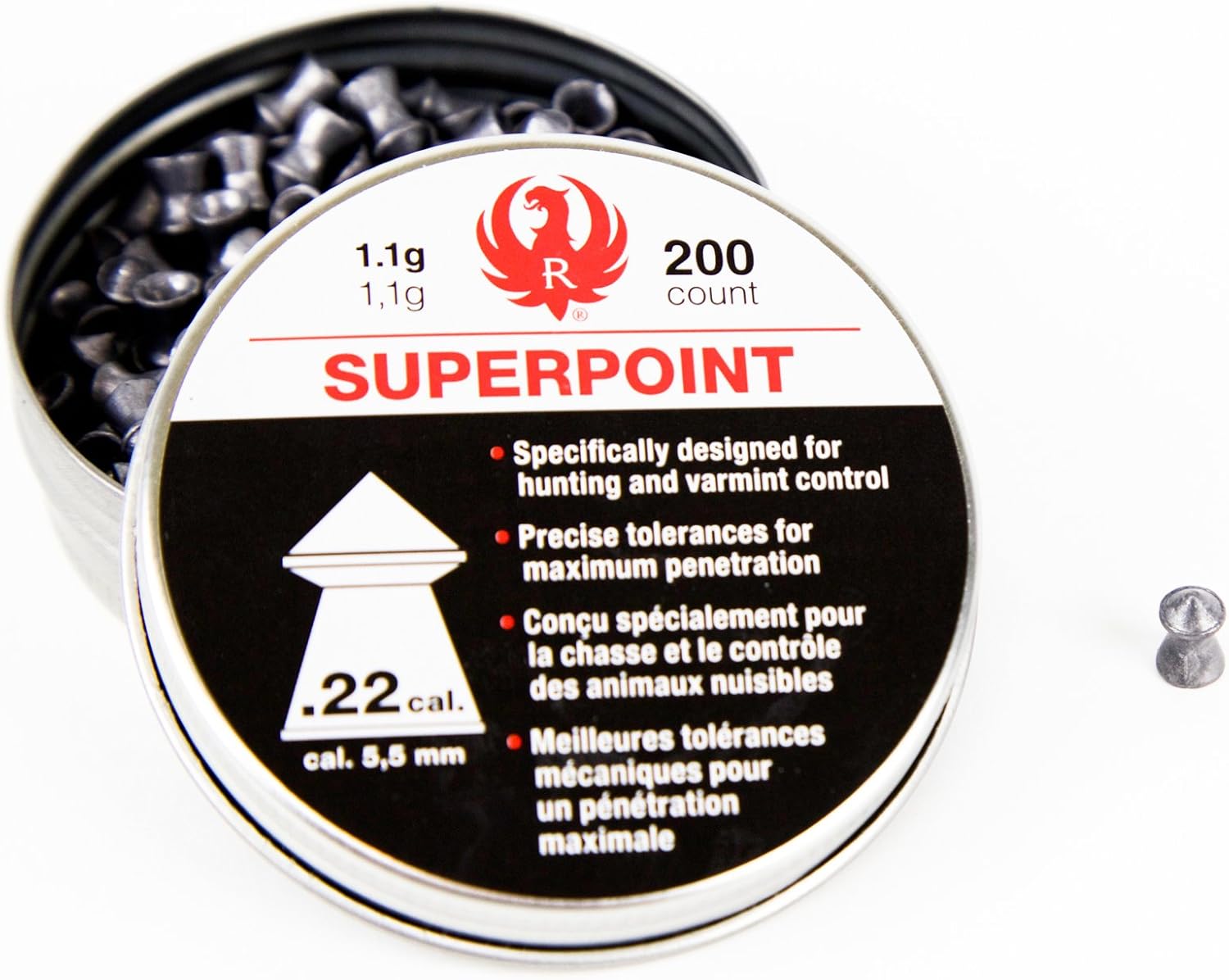 Ruger Impact Series .22 Caliber Superpoint Pellets, Package of 200 Pellets