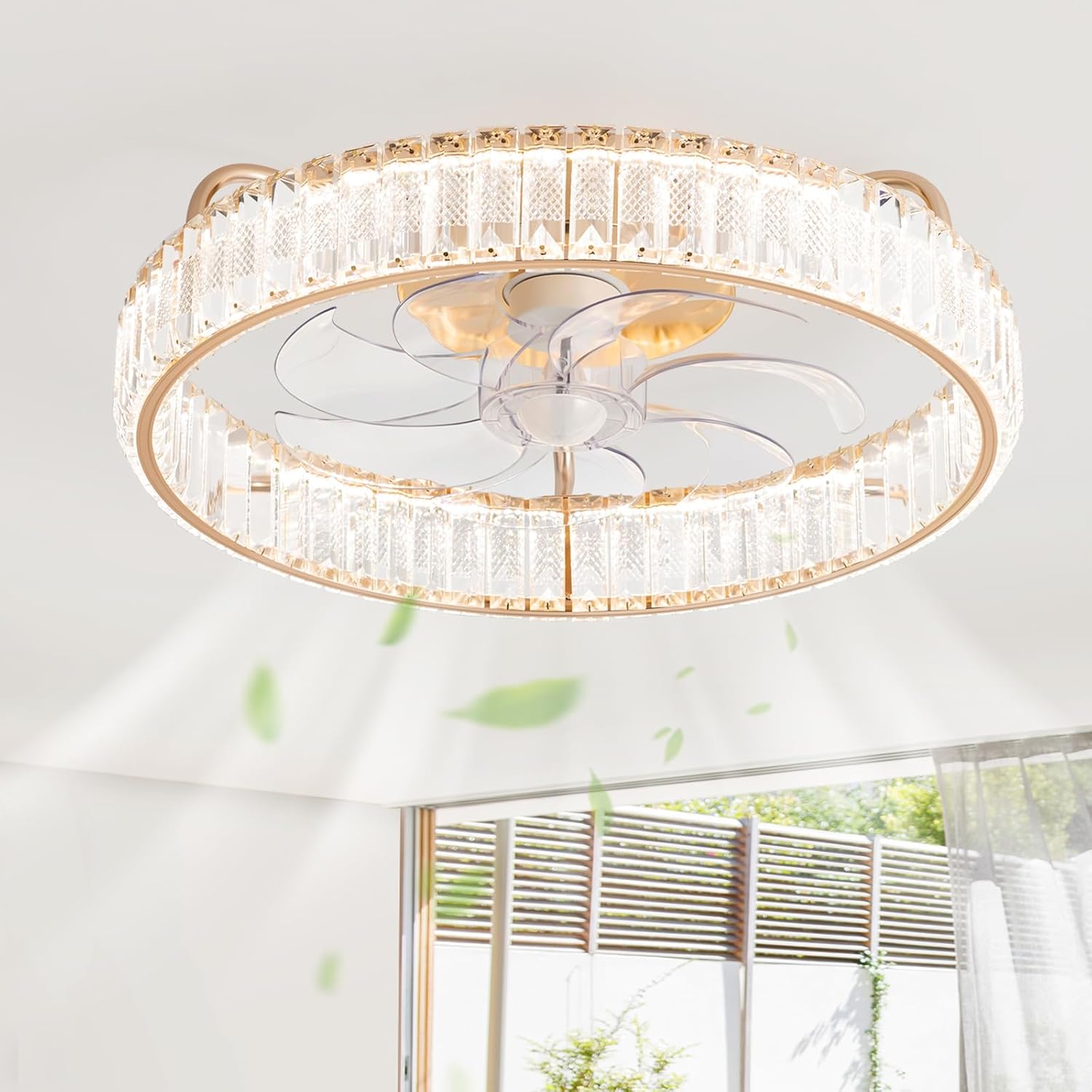 20 Small Caged Ceiling Fan with Light Low Profile Flush Mount Enclosed Ceiling Fan 6 Speeds 3CCT Dimmable