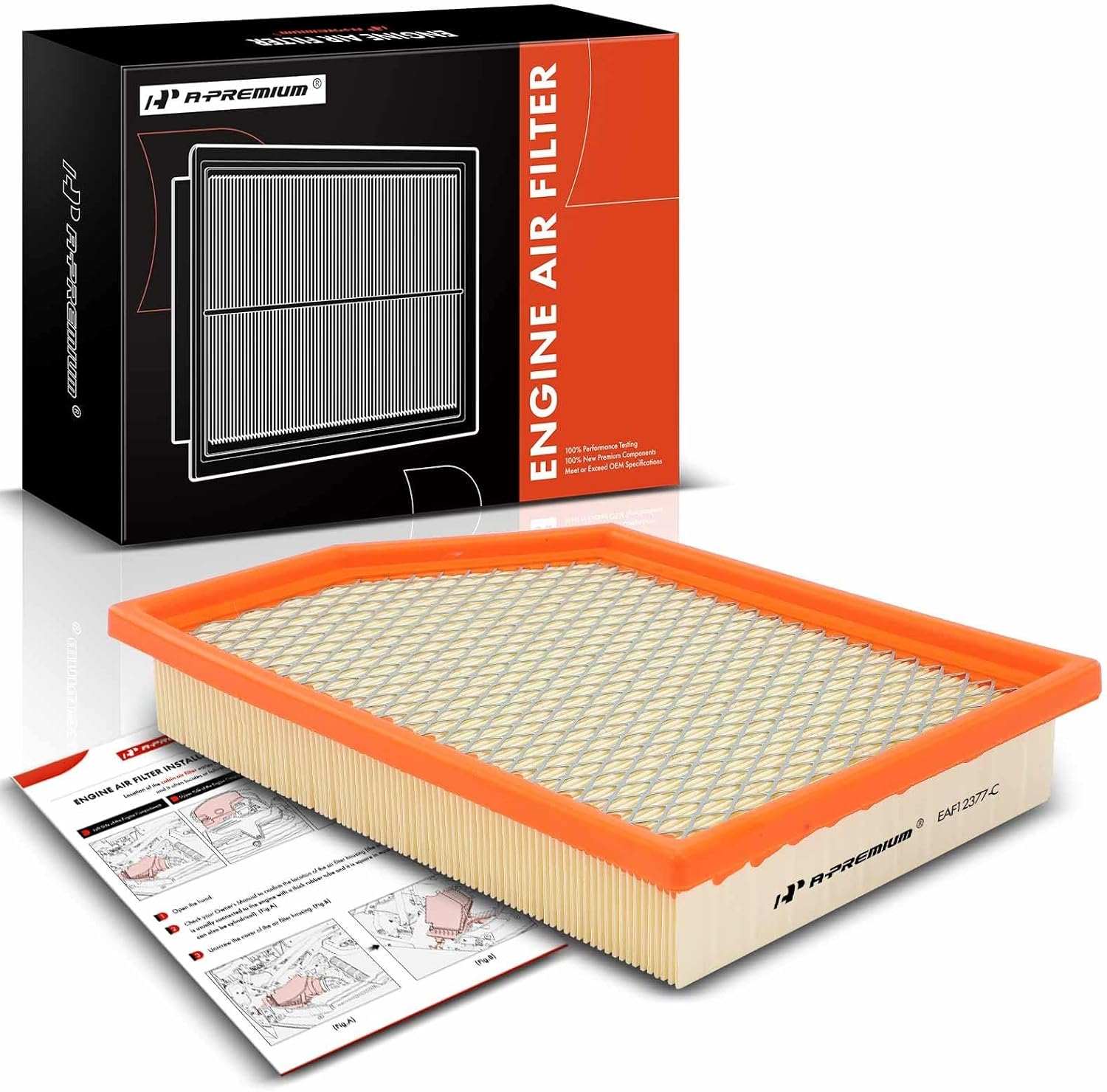 A-Premium Engine Air Filter Compatible with Jeep Cherokee, 2014 2015 2016 2017 2018, Flexible Panel, Replace# 52022378AA