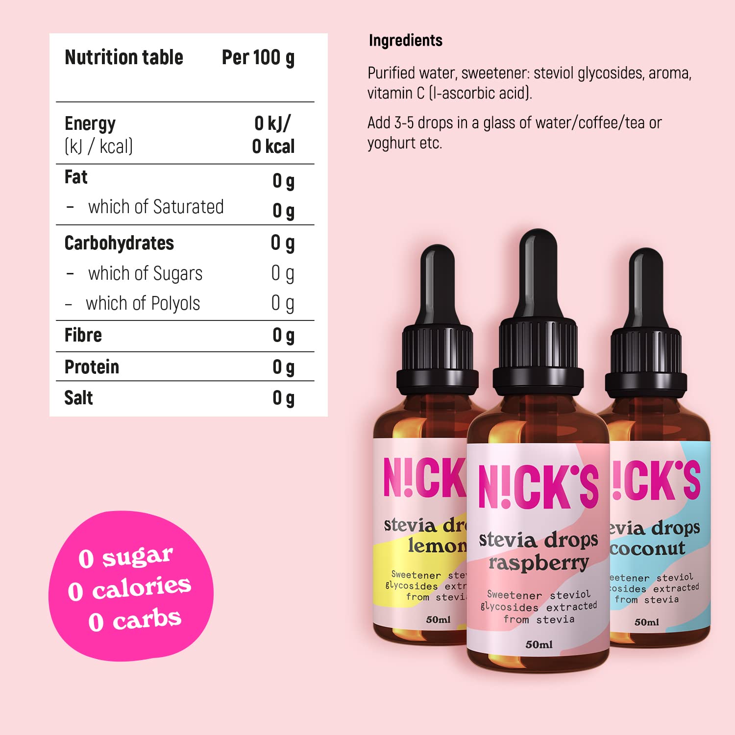 Nutri Nick Caramel Stevia Drops 50ml