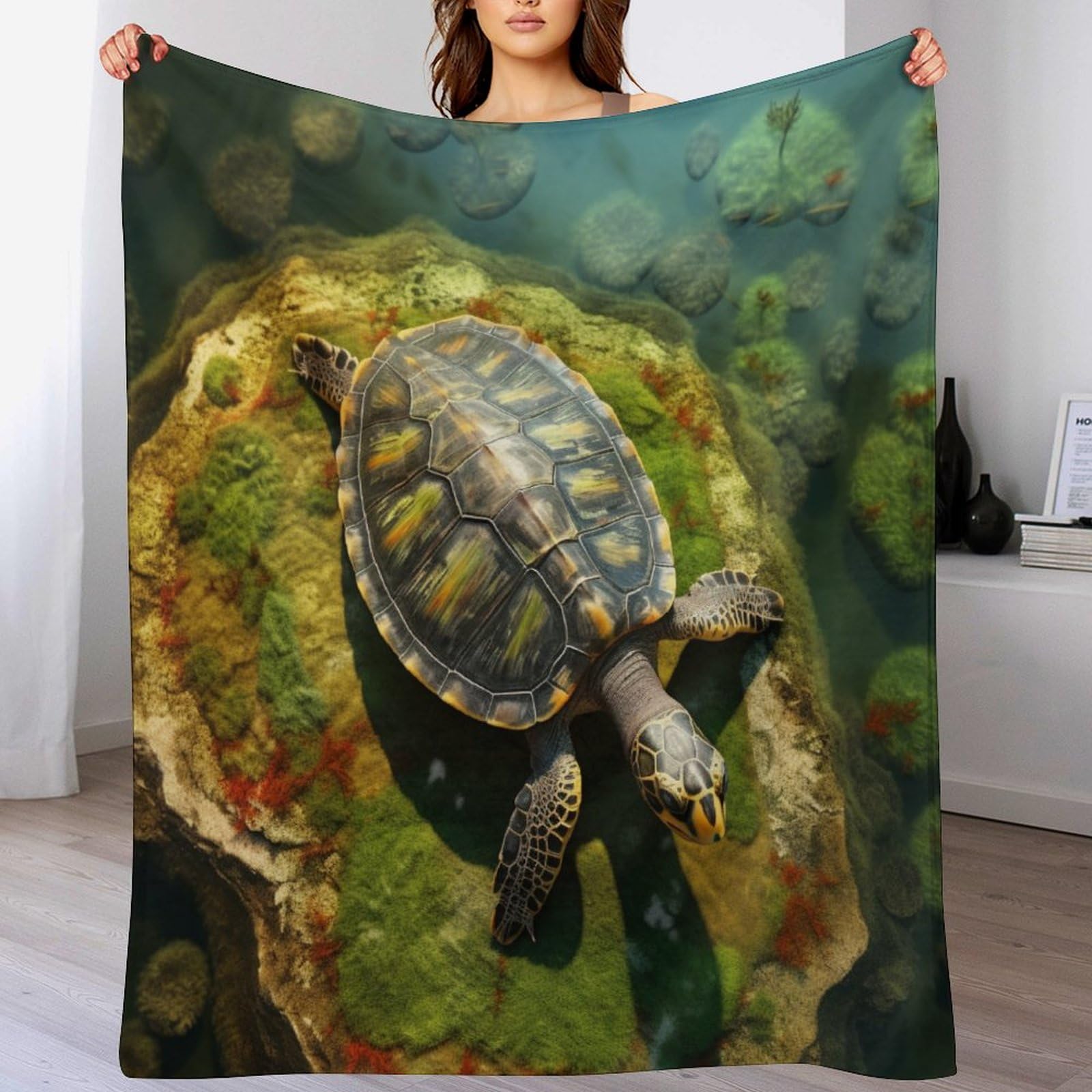 Manta de lana suave con tortugas para llenar de calidez y bienestar tu hogar