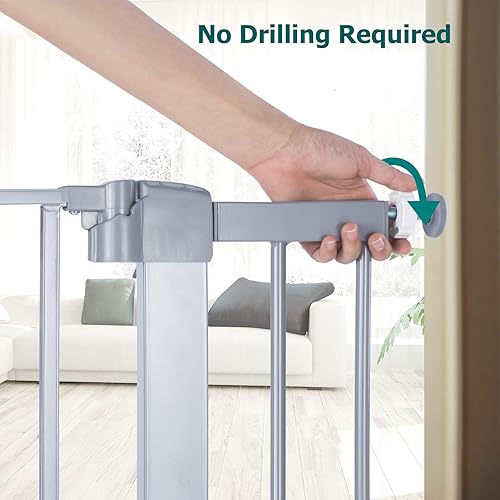 Miniatura 6 de BABELIO Puerta de metal para perro, extensión gris de 2.75 pulgadas, puerta extra ancha para mascotas para escaleras y puertas, puerta infantil