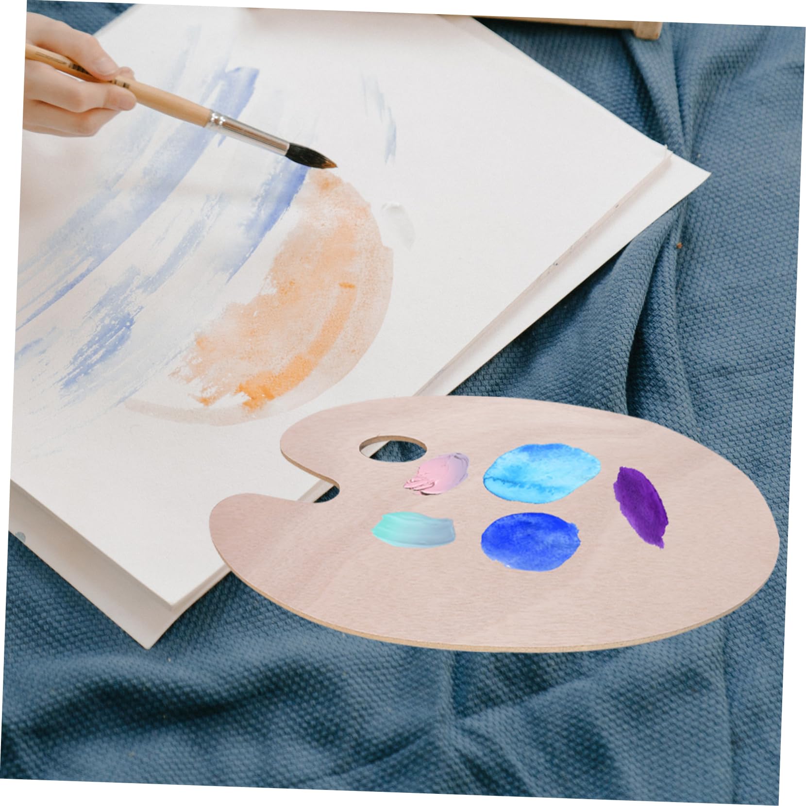STOBOK Tavolozza di Colori in Legno per Pittura a Olio 2 Pezzi | Impugnatura Integrata, Superficie Liscia senza Bave, Adatta a Scuola e Fai-da-te