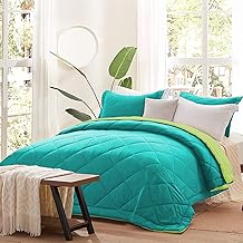 220 GSM Comforter Single Bed | Microfibre Reversible AC Blanket Duvet Quilt Single Bed for Summer | Comfortable and Super Soft (Aqua & Green)