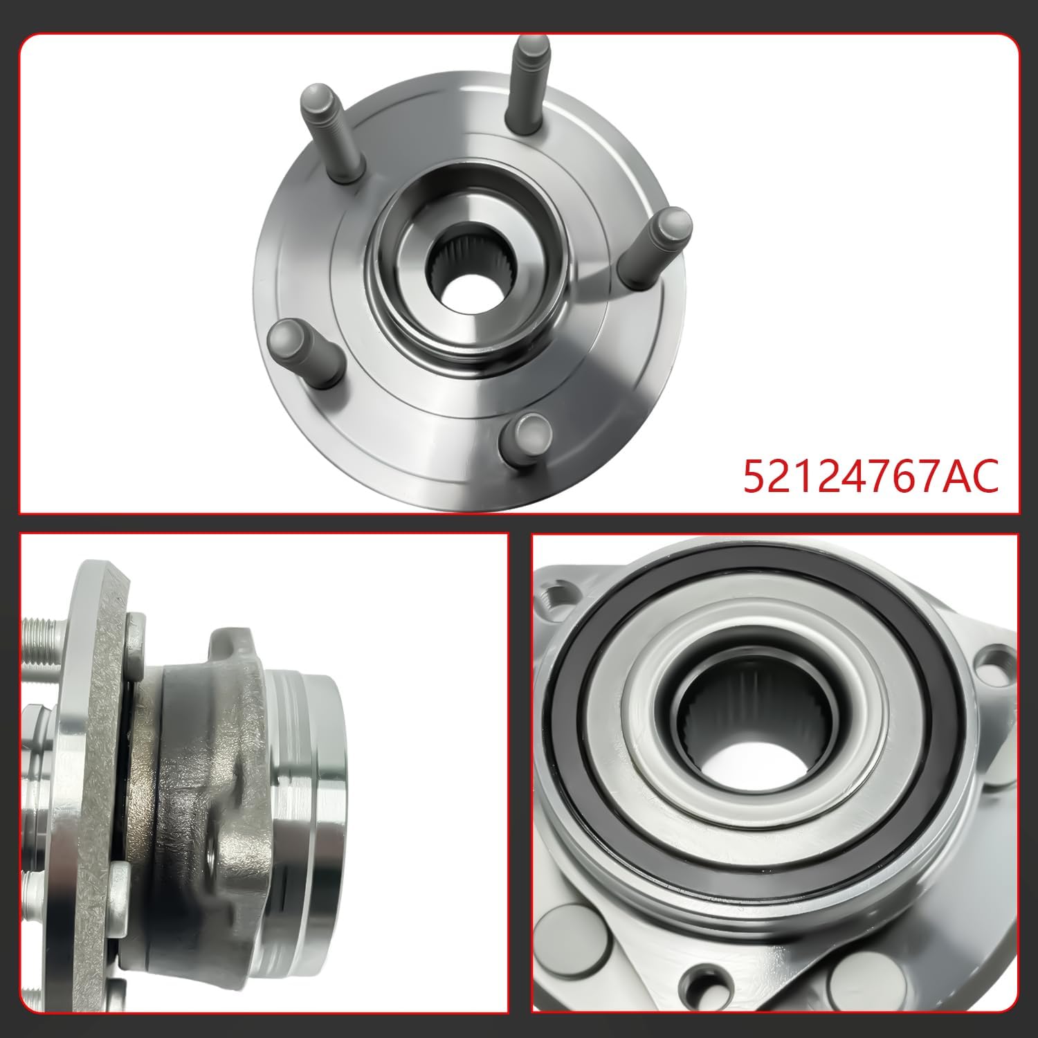513324 Front Wheel Hub Bearings Assembly Compatible with 2011-2023 Dodge Durango, 2011-2021 Jeep Grand Cherokee 5 Lug, 2022 Jeep Grand WK, Replaces 52124767AC