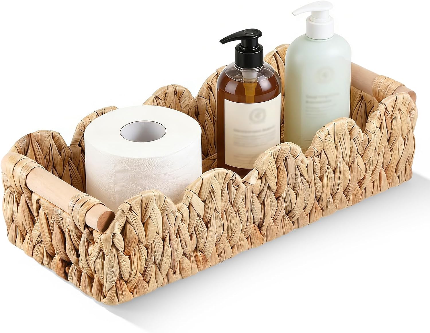Toilet Paper Storage Basket Wicker Bathroom Basket Counter Organizer