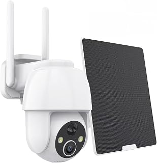 Wireless Outdoor 4G LTE Cellular Solar Security Camera(SIM Card Included), 2K Color Night Vision Solar Powered Camera, 360° Full View, PIR Motion Detection & Siren, 2 Way Talk, No Need WiFi