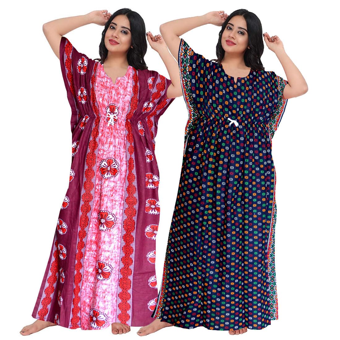 Women's Pure Cotton Nightwear Casual Nighty (FASHION-1088 L) Blue-image-22