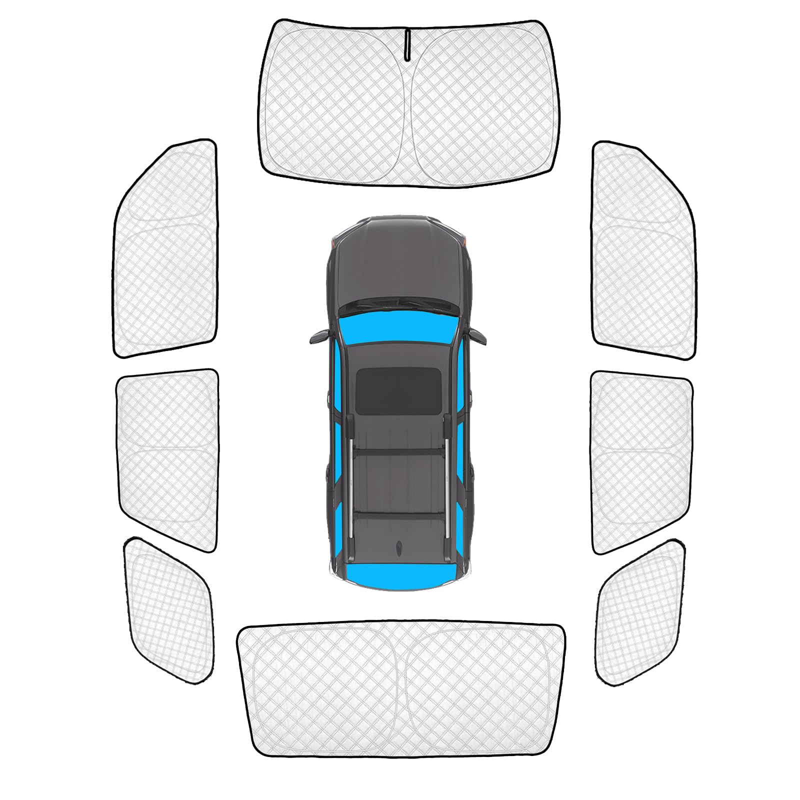 KMF 8pcs Thicken Car Window Shades for Toyota 4Runner 2010-2024 Accessories, 5th Gen 4Runner Windshield Sun Shade Full Window Covers for Side Rear, UV Block and Blackout Privacy for Car Camping