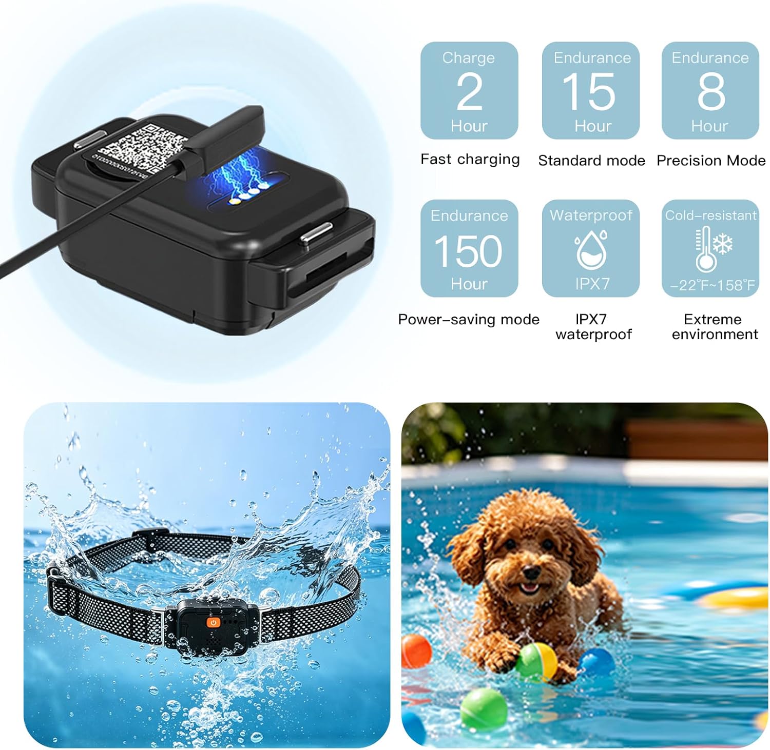 GPS Dog Collar with No Subscription Fee, Wireless Invisible Dog Fence, Real-Time GPS Tracker via SIM Card, Health Monitor & 1 App for 5+ Pets (Black)