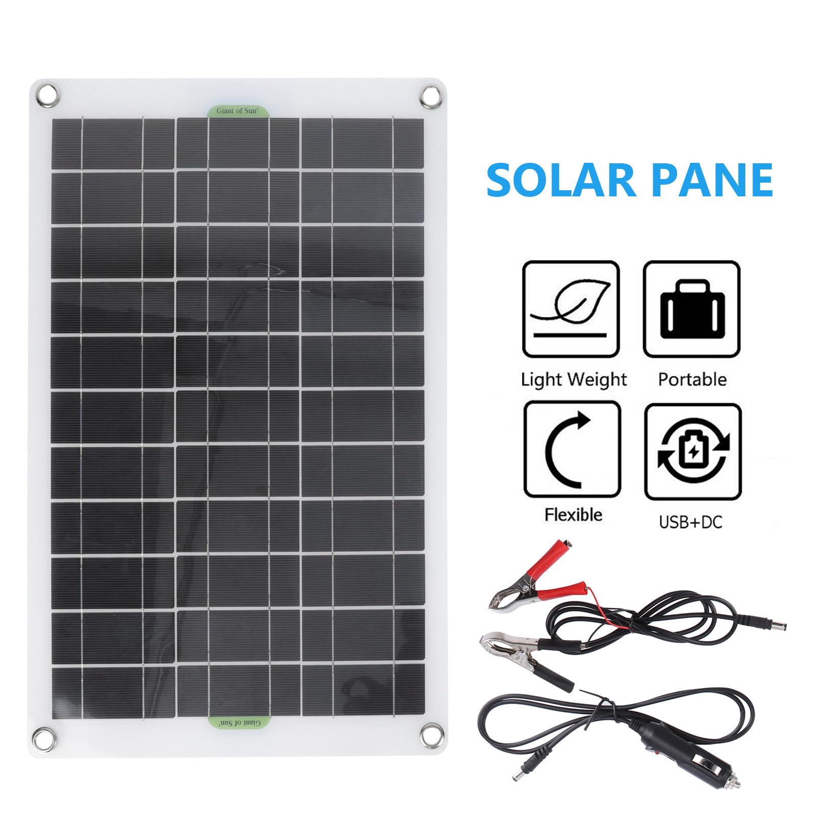 Pannello Solare 20w a 36 Celle in Polietilene per Ricarica | Veicoli e Aeromobili, per Escursioni e Viaggio, Leggero e Facile da Portare