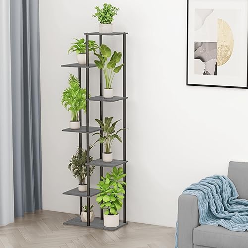 Miniatura 7 de Soporte para Plantas de Interior de 7 Niveles 8 Macetas Estante de Metal y Madera para Plantas, Múltiples Macetas de Flores Soportes Altos para