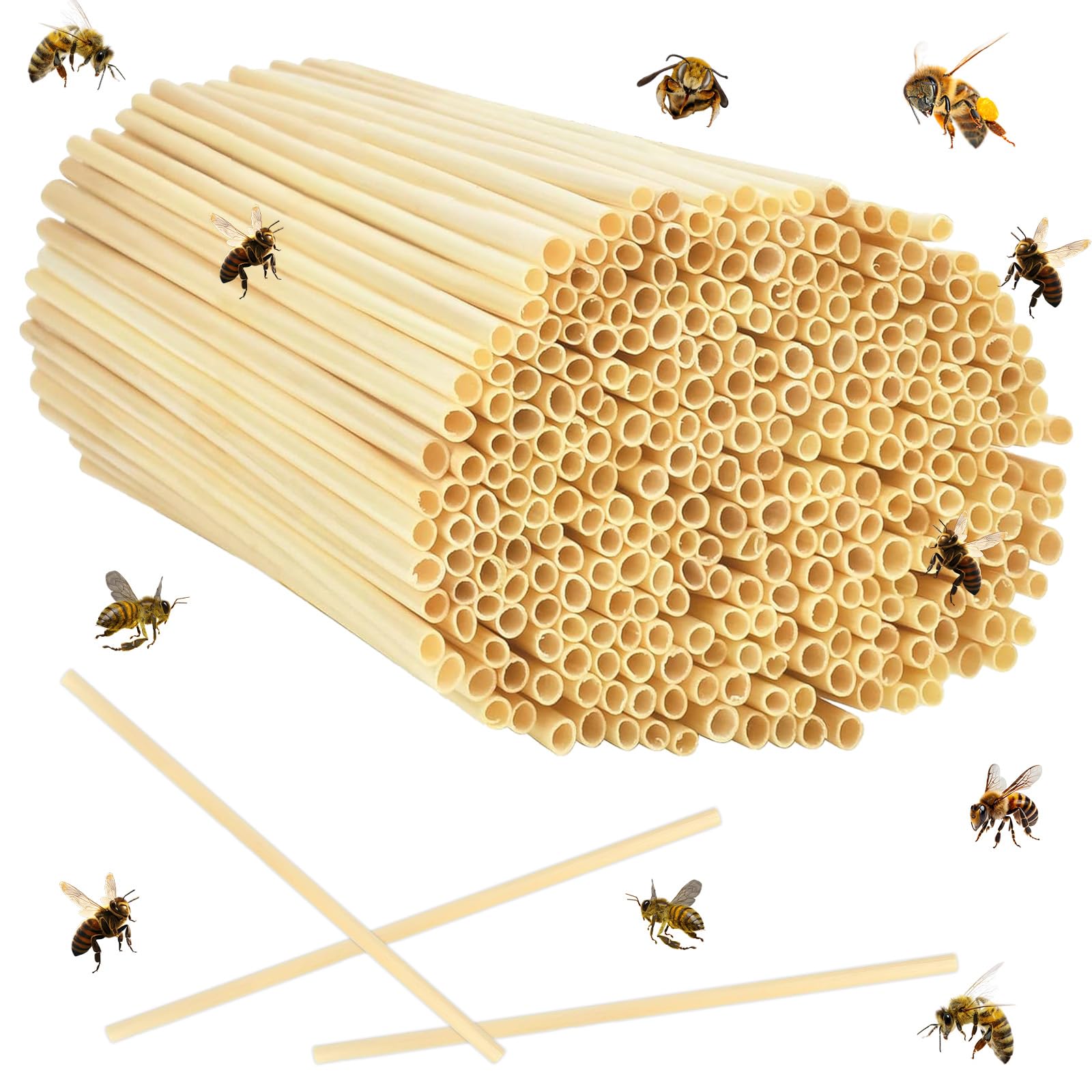 300PCS Pajitas de Trigo, 14.5 CM de Largo Diámetro 3-5 MM para Abejas Silvestres, Material Insectos Anidación para Relleno Hotel de Insectos, Casa de Abejas, Hotel de Abejas, Casa de Insectos