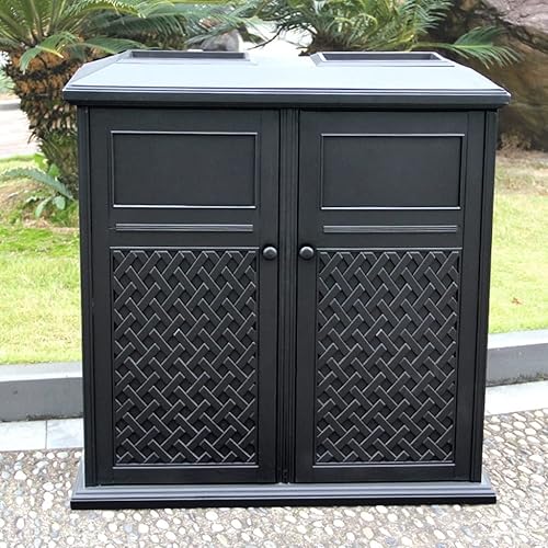 Miniatura 7 de ARZARF Bote de basura para exteriores, cilíndrico largo para exteriores, basurero comercial de aluminio fundido con clasificación de cenicero,