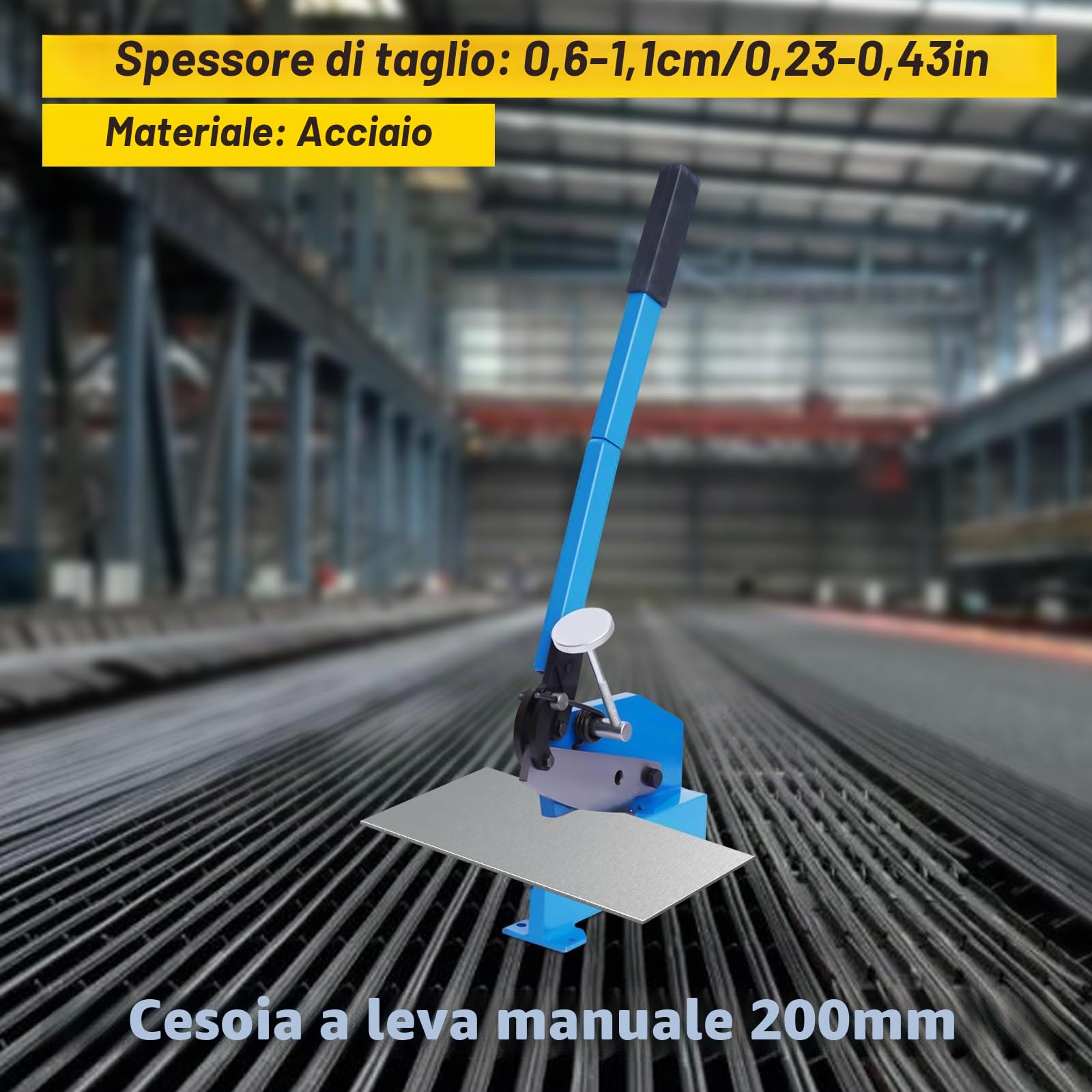 Cesoia manuale a ghigliottina, per tagliare lamiere e barre in acciaio al carbonio (125 mm)