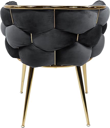 Miniatura 35 de Kakotito Silla de lujo hecha a mano con patas doradas, moderno sillón de terciopelo para sala de estar y dormitorio, Silla de Acento (beige)