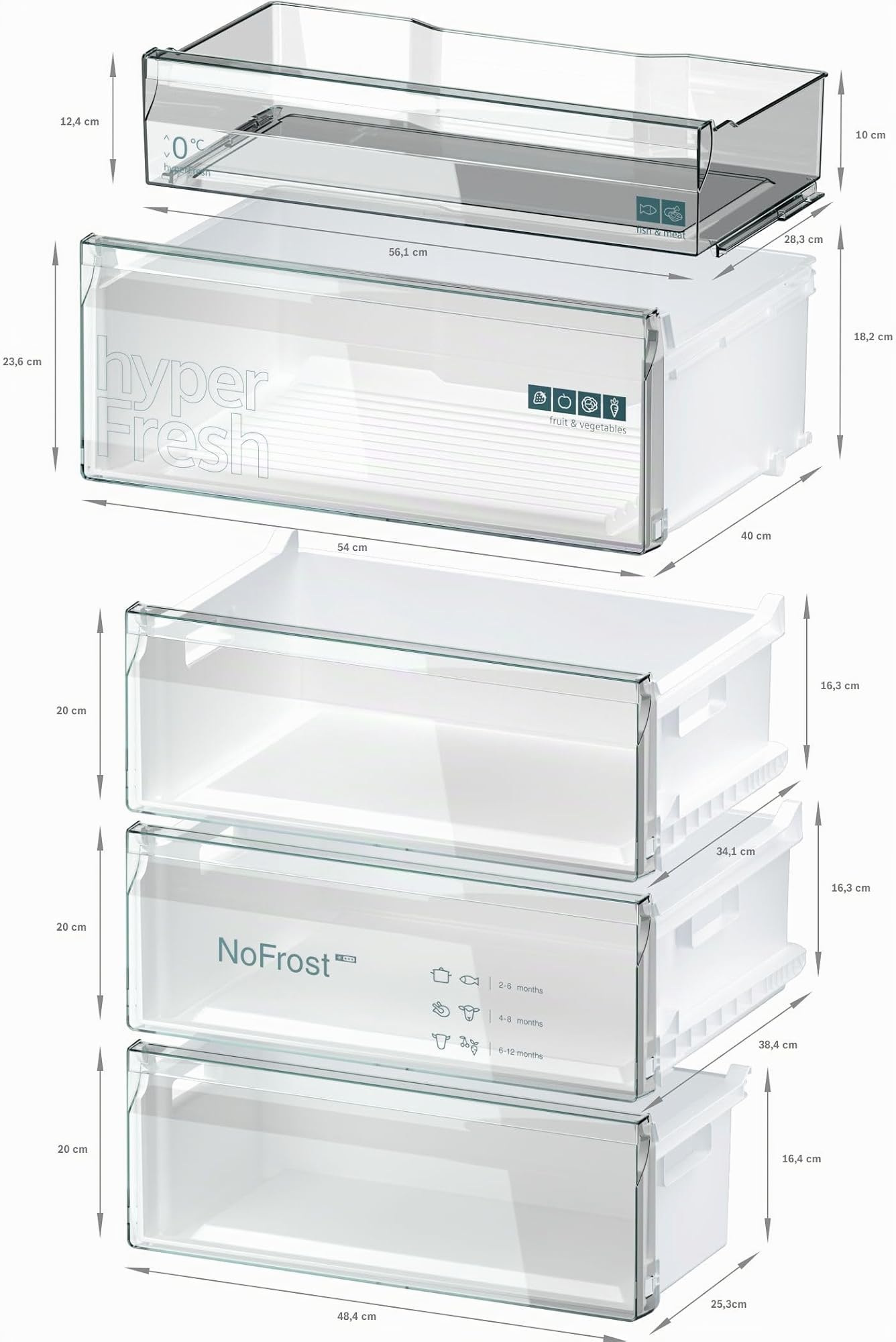 Siemens iQ300 Freistehende XXL Kühl-Gefrier-Kombination 203x70 cm, KG49NVIBG, 311 L Kühlen & 129 L Gefrieren, Total noFrost, Nahtlose Platzierung, hyperFresh 0°C, LED-Innenbeleuchtung, Edelstahl