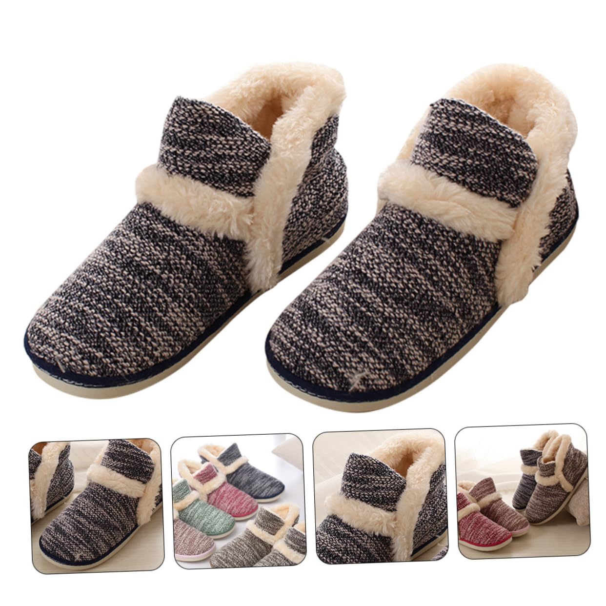 Healeved Pantofole Antiscivolo In Cotone Nere Soffici Morbide Unisex Per Uomo E Donna Antiscivolo In Pelliccia Spesse Morbide