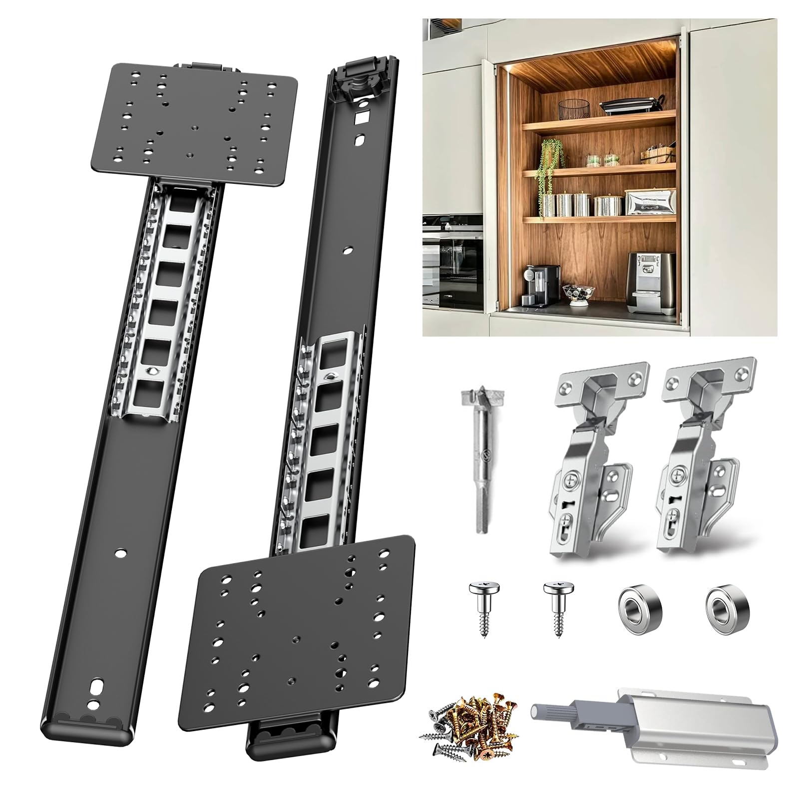 Pocket Door Slide Kit – Soft Close, Hidden Sliding（16in,Set 1 ）