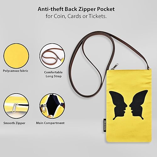 RAK DESIGNS Printed Cotton Canvas Small Cross-Body mobile sling bag for Women and Girls/Zipper Closer/Mobile Holder/Sling Bag/Side Mobile Purse/Environmental friendly (Yellow Color)