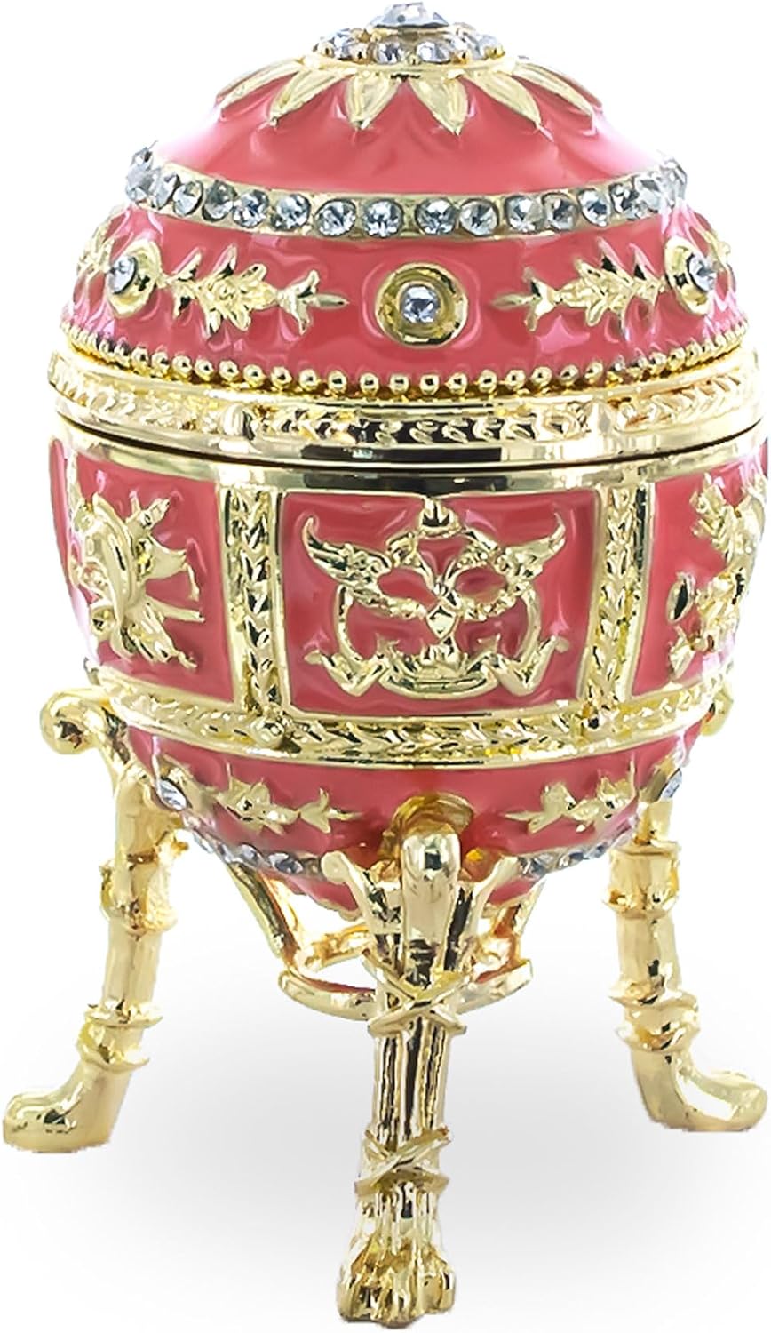 BestPysanky Pink Enamel Royal Inspired Imperial Easter Egg with Surprise