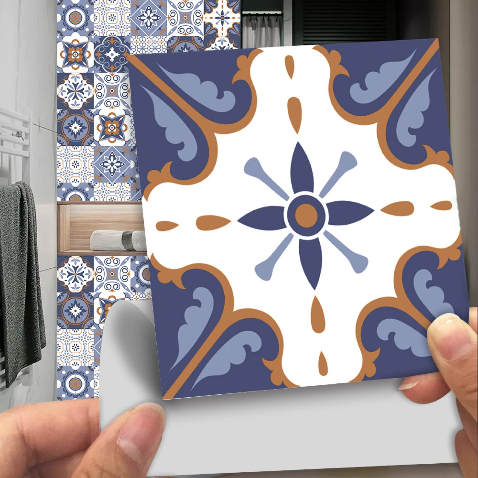 Naklejki imitujące płytki mozaikowe, PVC Tile Stickers Peel And Stick Oil Blue 10-30cm 10/20/30 pcs(30cm x 30cm*30PCS)