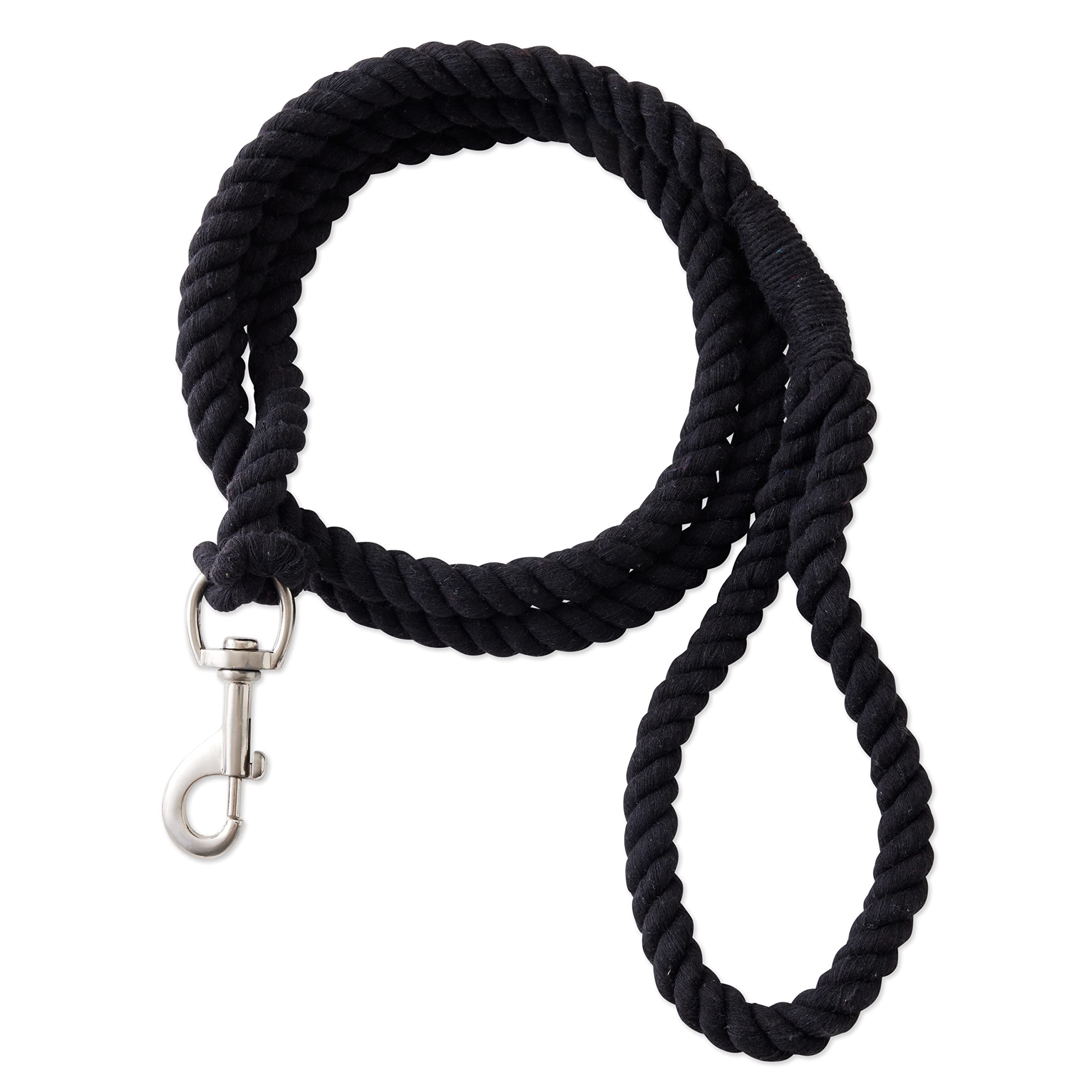 Collier et laisse pour chien HonestBaby tressé noir en coton bio et daim végétalien