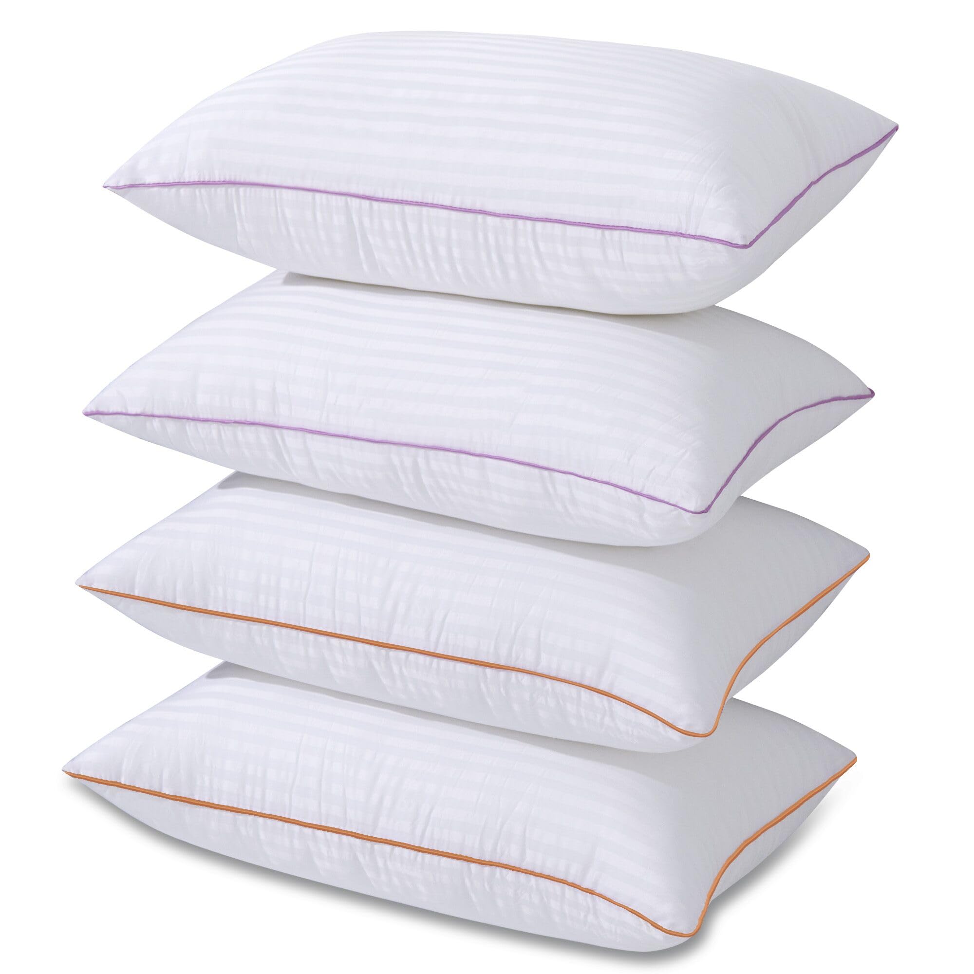 VAINOC Pillows Standard Size Set of 4,Breathable Hotel Collection Bed Pillows for Side Back Stomach Sleepers,Machine Washable Supportive Soft Down Alternative Microfiber Filled
