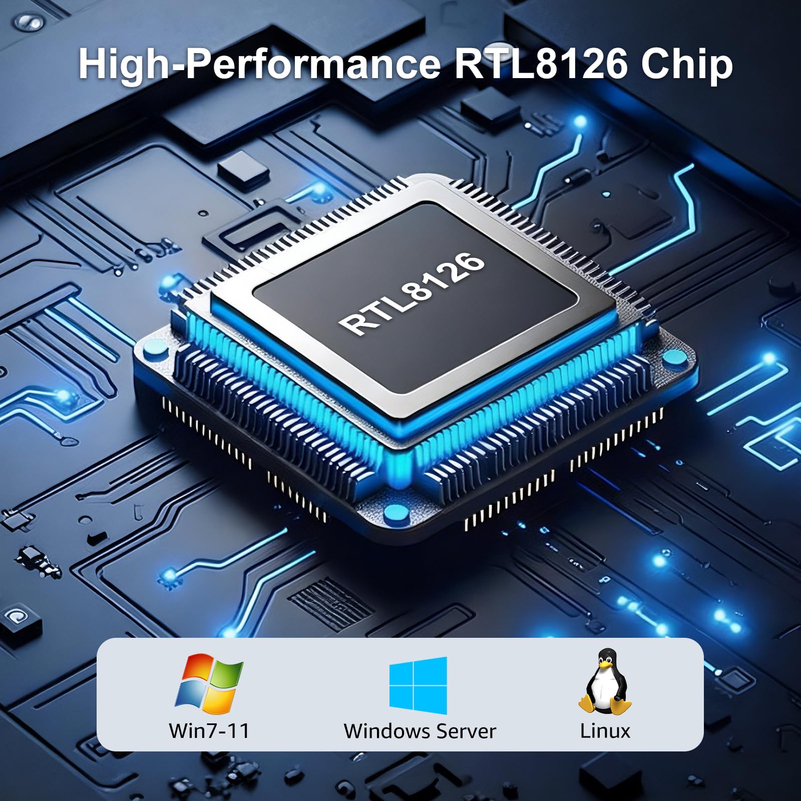 Scheda di rete PCIe 5G, adattatore Ethernet VunLink 5 Gbps, Realtek RTL8126, multi-velocità 1G/2.5G/5G, Wake-on-LAN, per Windows 10/11, Windows Server e Linux