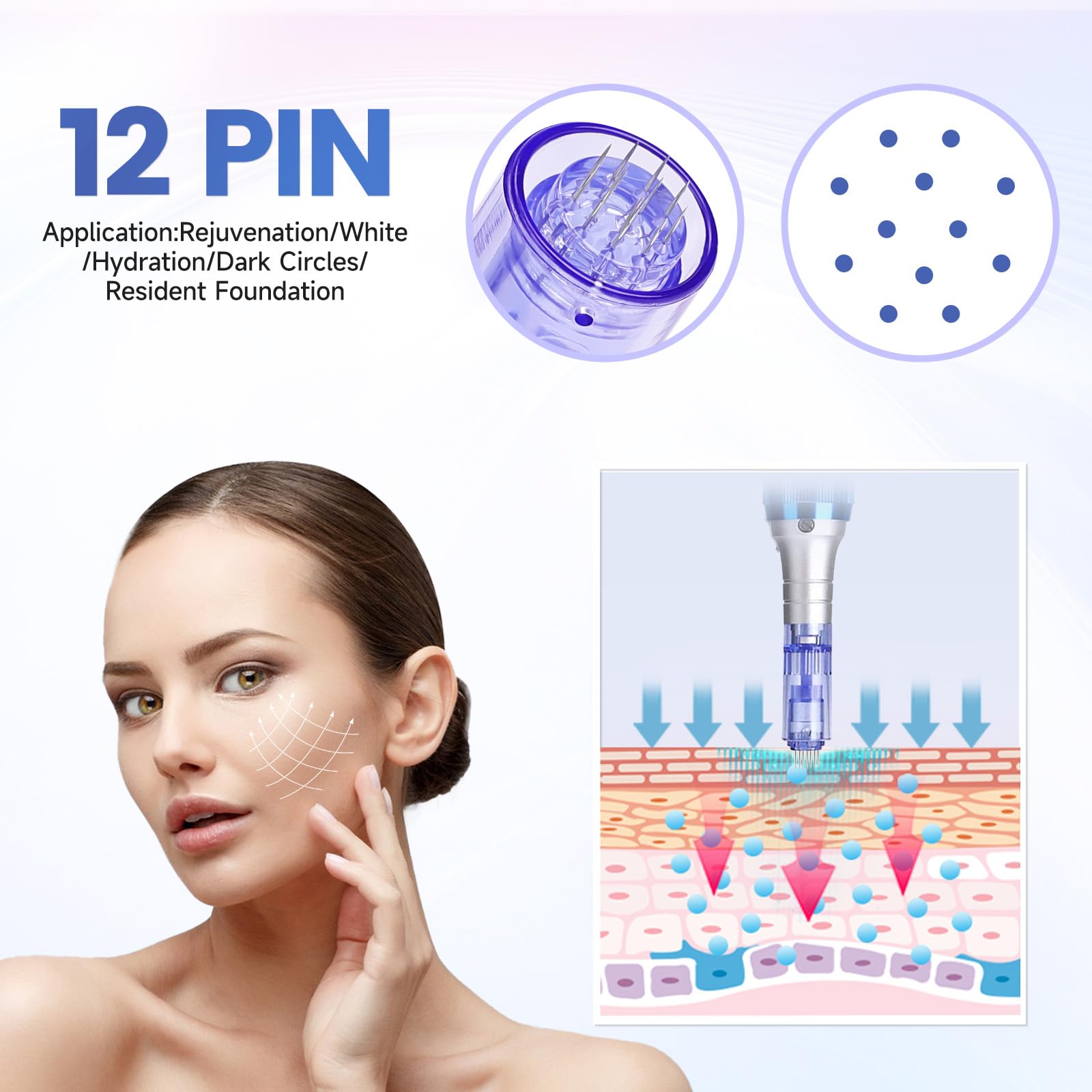 Yofuly 12 Pin Microagujas Agujas Dermapen, Dermapen Agujas Microagujas de Slot Baioneta para Derma Pen Ultima A6 Elétrica,10pcs