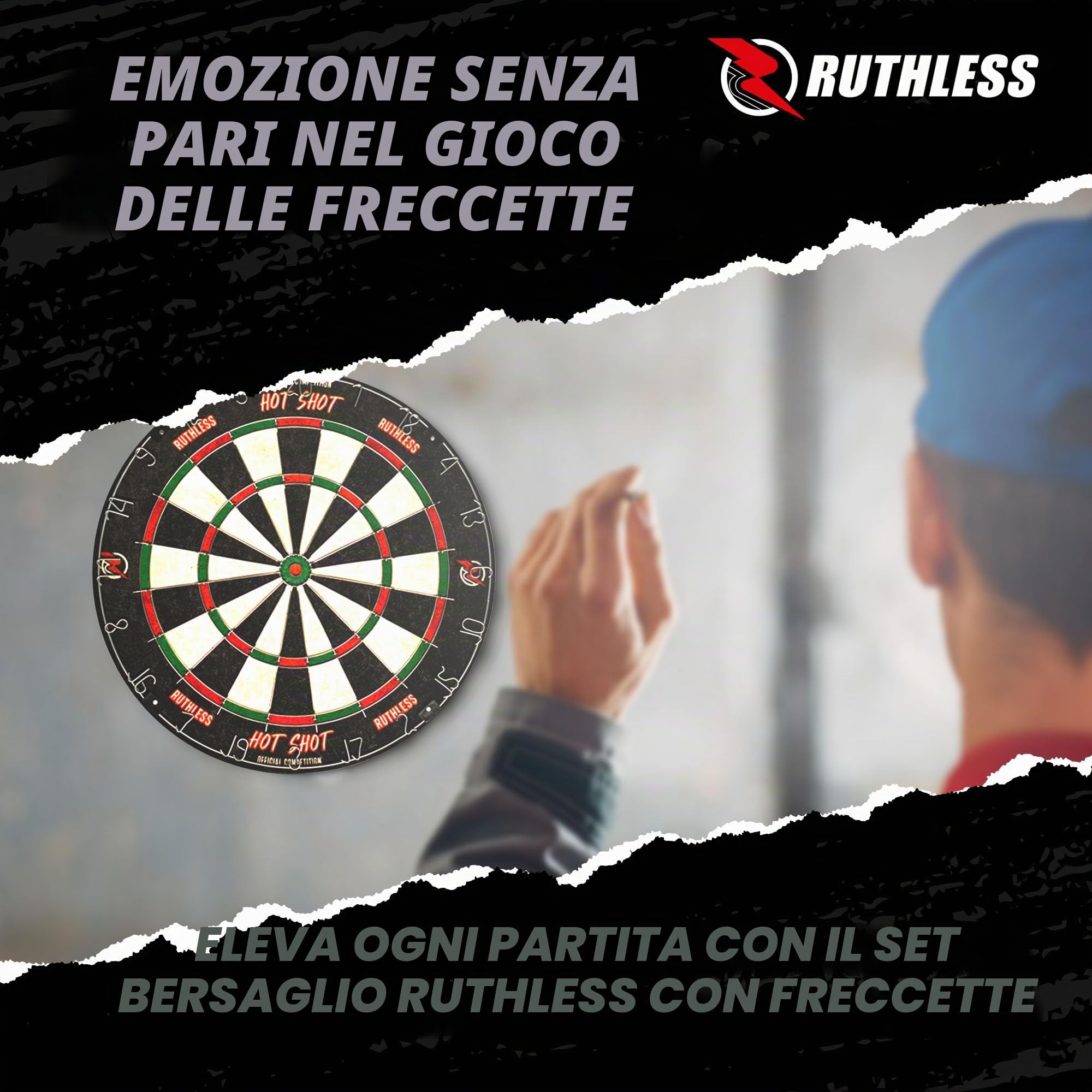 Ruthless Hot Shot Set di freccette Endurance in sisal con 2 set punta in acciaio