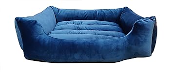 Dogerman Ultra Premium Reversible Washable Velvet/Holland Dog Cat Bed with Removable Cover & insiders Pet Bed (for Big Dogs, Blue)