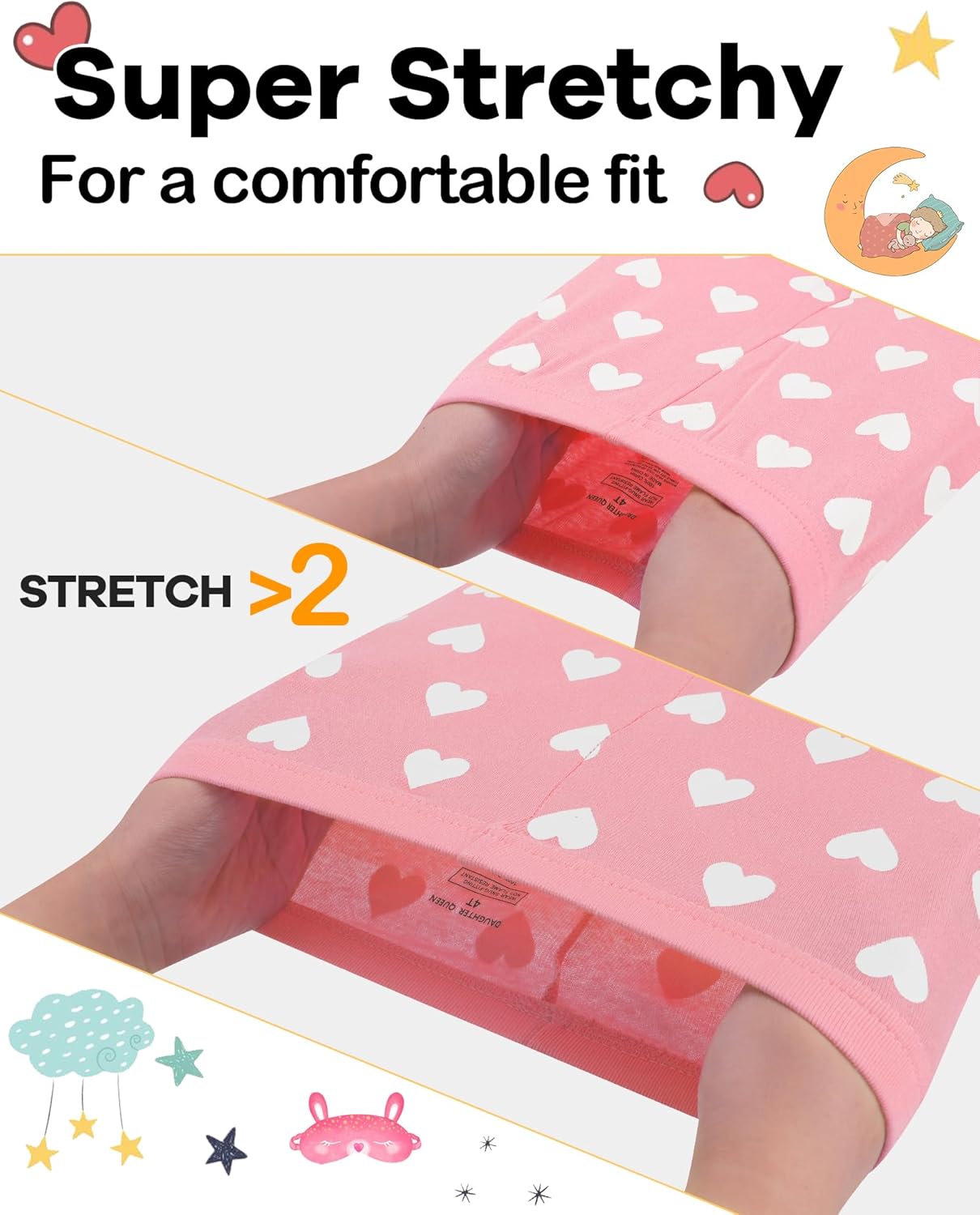 DAUGHTER QUEEN Girls 4 Pieces Cotton Pajamas Size 18 Months-12 Years - Image 4