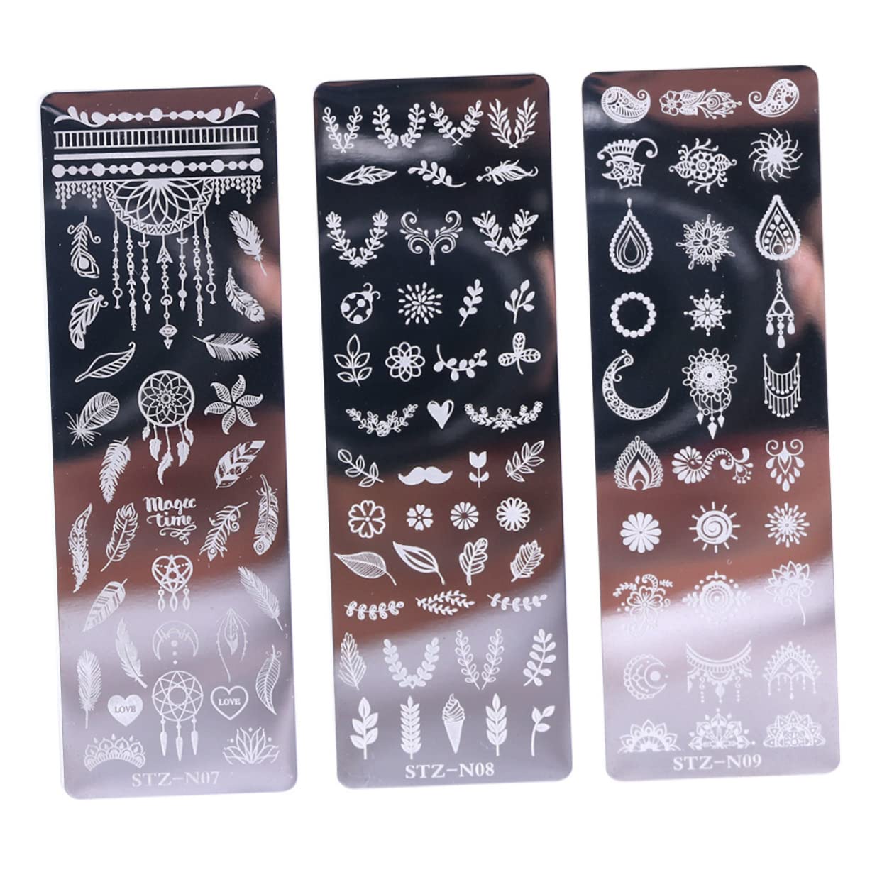 3 Set Piastre Per Stamping Unghie Inossidabile Con Floreali E Farfalle Strumenti Per Nail Art Per Design E Creativo 6 Pezzi*3