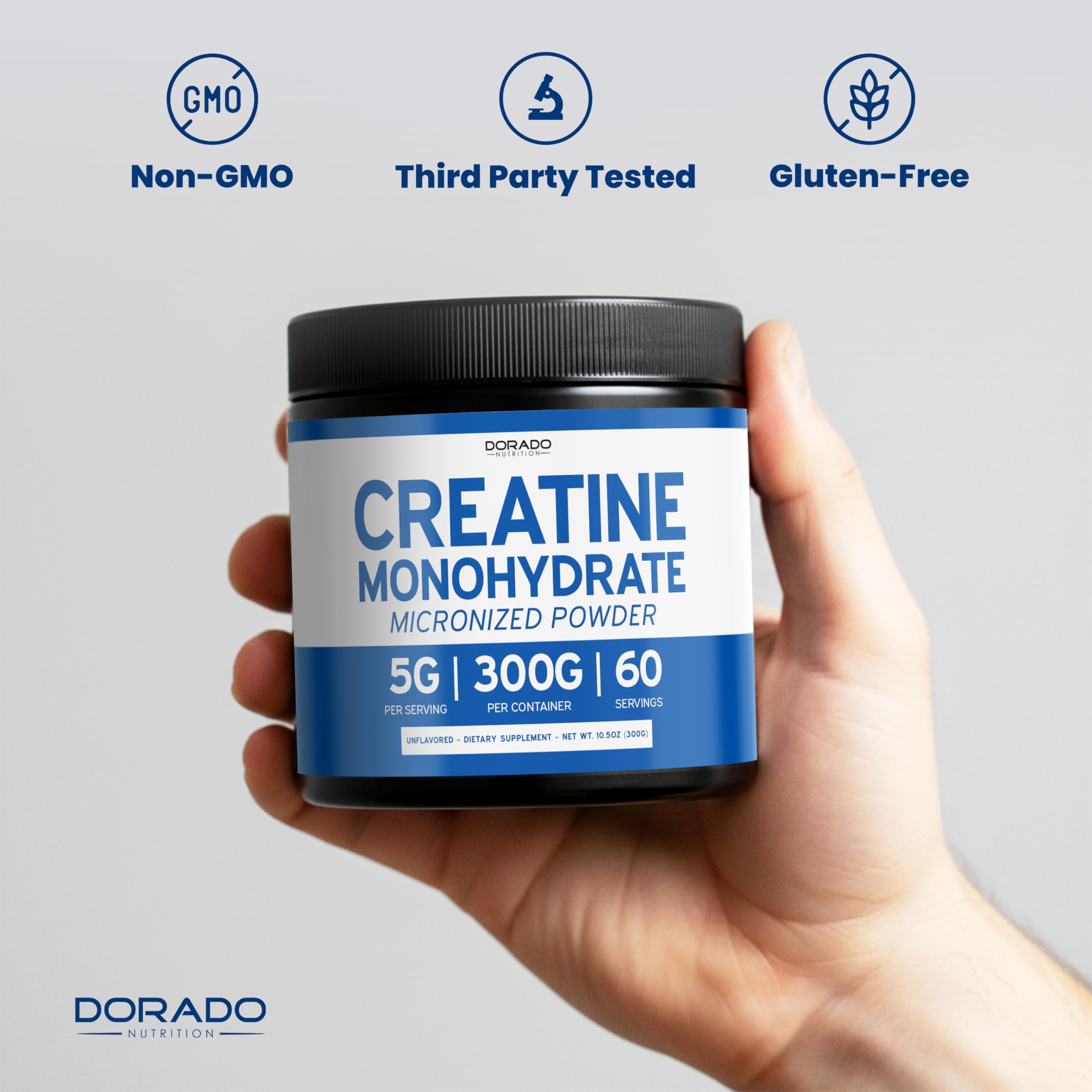 Creatine Monohydrate Powder 5G l Micronized & Unflavored l 60 Servings 5000mg per Serving l Pure Creatine Supplement for Men & Women l Supports Muscle Growth, Energy & Recovery l Non-GMO & Vegan