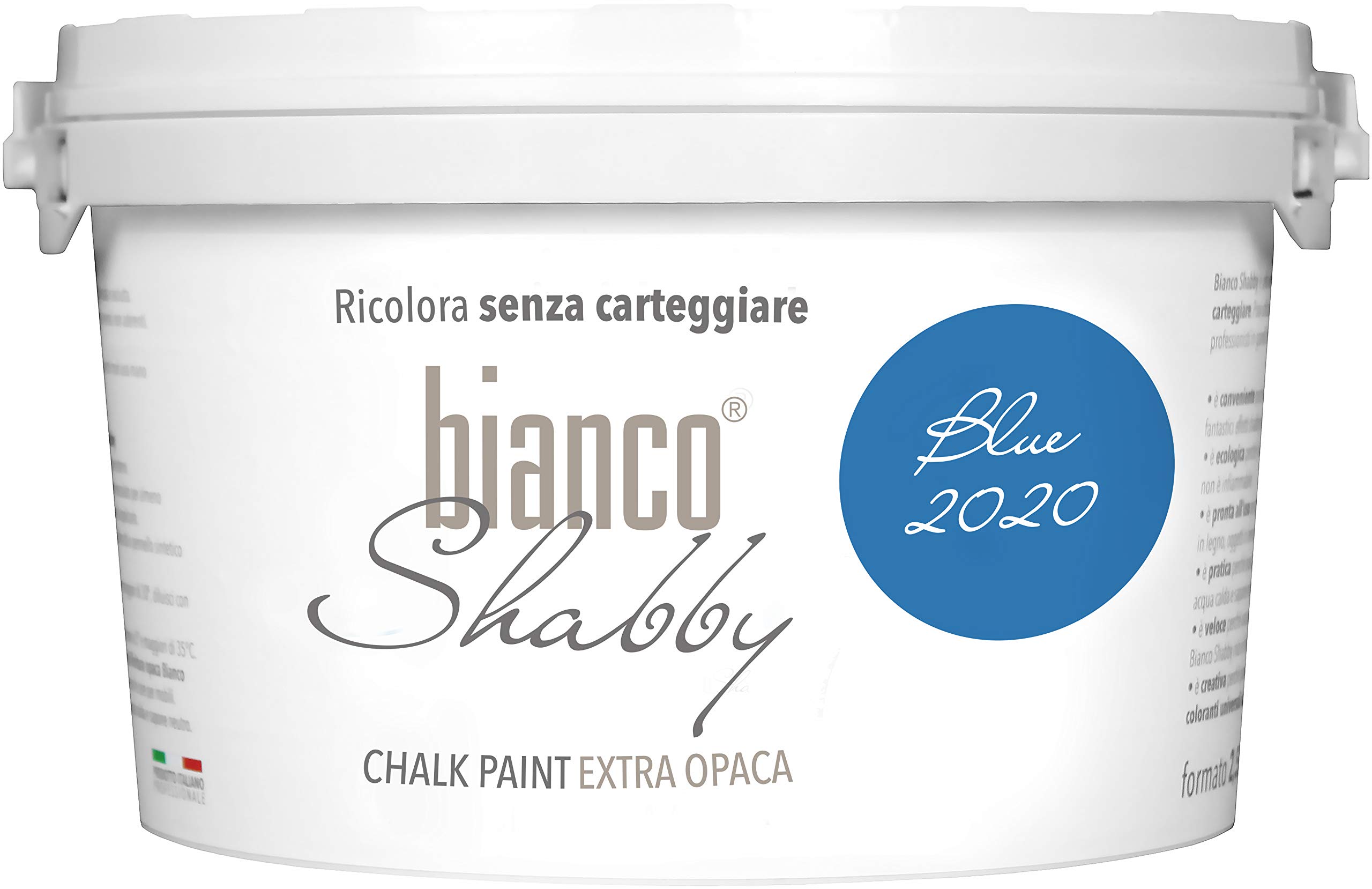 Bianco Shabby Royal Blue Bianco Shabby® Blue 2020 (Royal Blue) Water-Based Chalk Paint For All Surfaces – Extra Matt Finish (2.5 Litres)