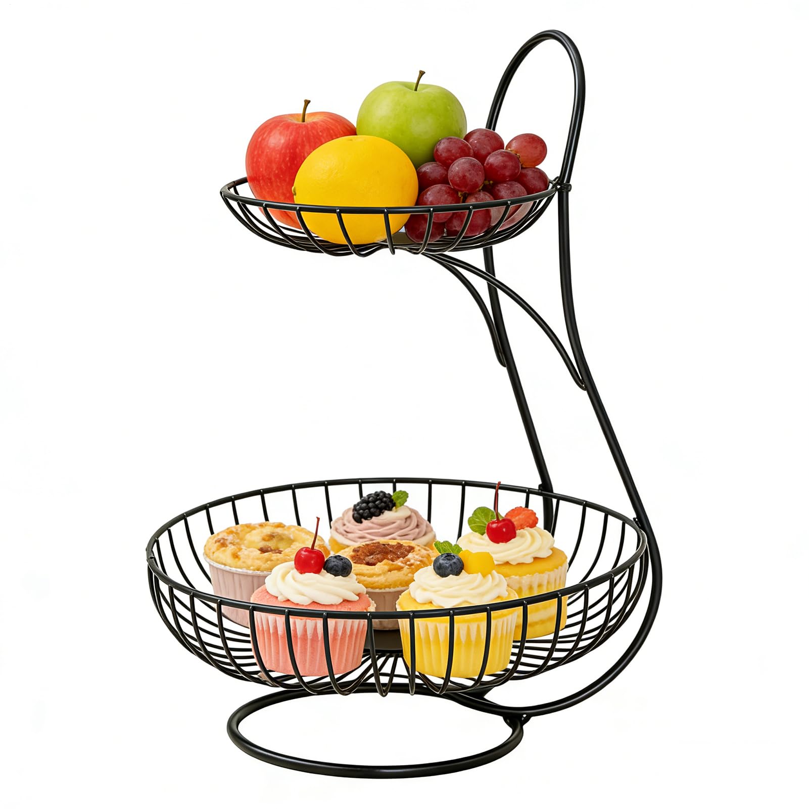 Cesta de metal para frutas de 2 pisos para organizar tu cocina y comedor