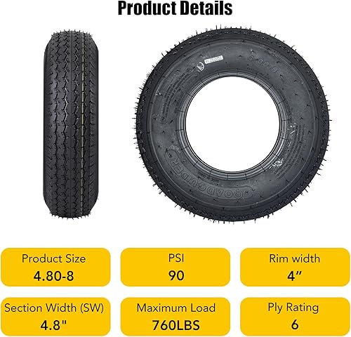 Miniatura 2 de Trailer Tires ST22575D15 H78-15 Trailer Tires, Load Range C, 6 PLY, Set of 2