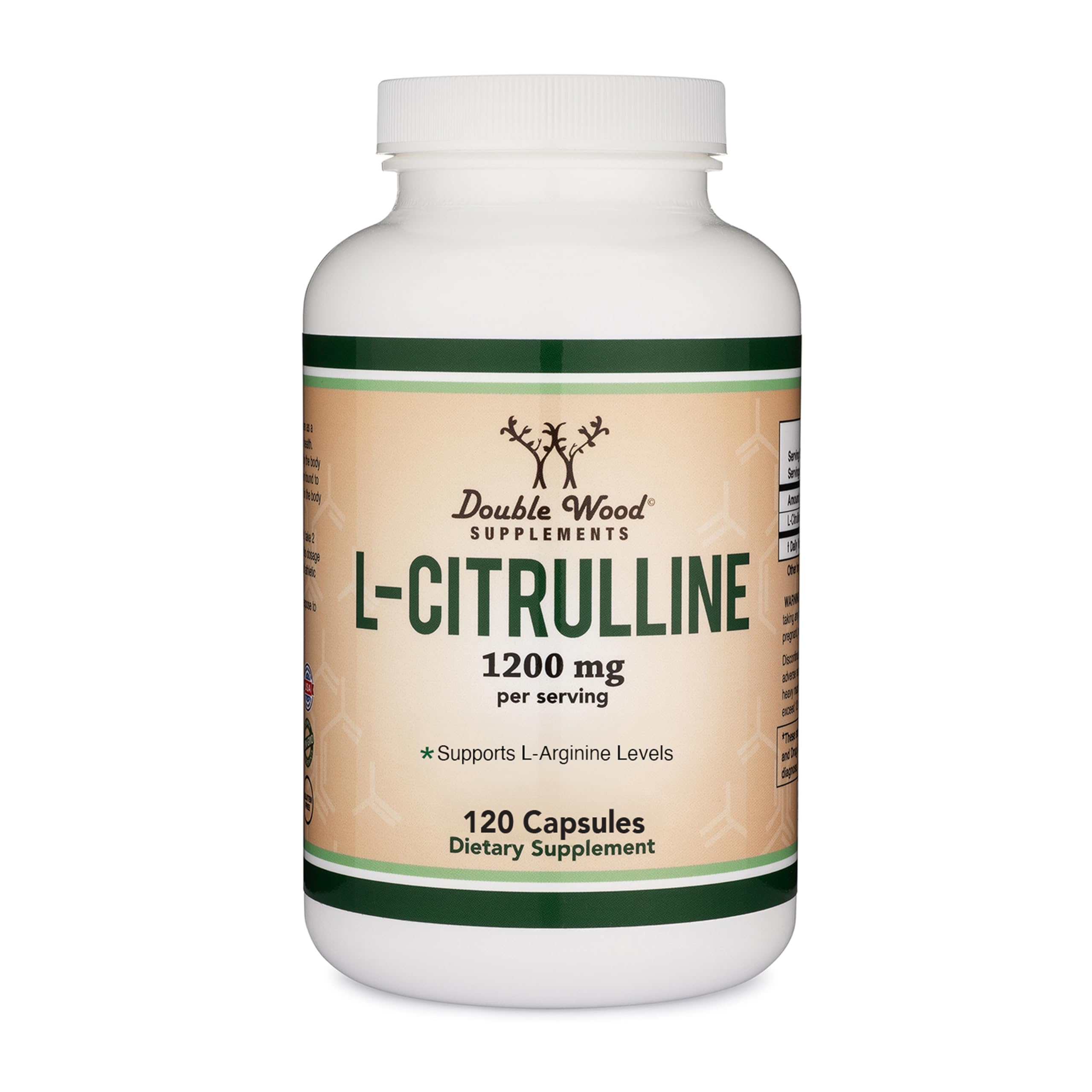 L Citrulline Capsules - 99% Tested Purity - 1,200mg Per Serving for Muscle Recovery, 120 Count by Double Wood 120 Count (Pack of 1)