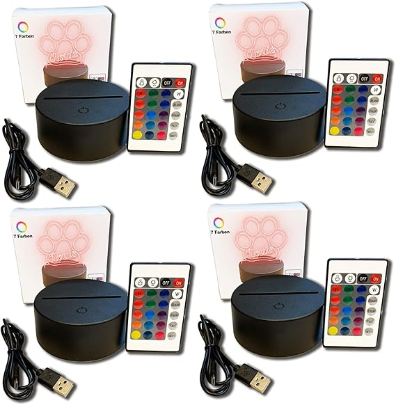 Lot De 2 Socles Lumineux LED - 6 Couleurs, Interrupteur Tactile, Pour Présenter Boules De Cristal, Figurines Ou Déco