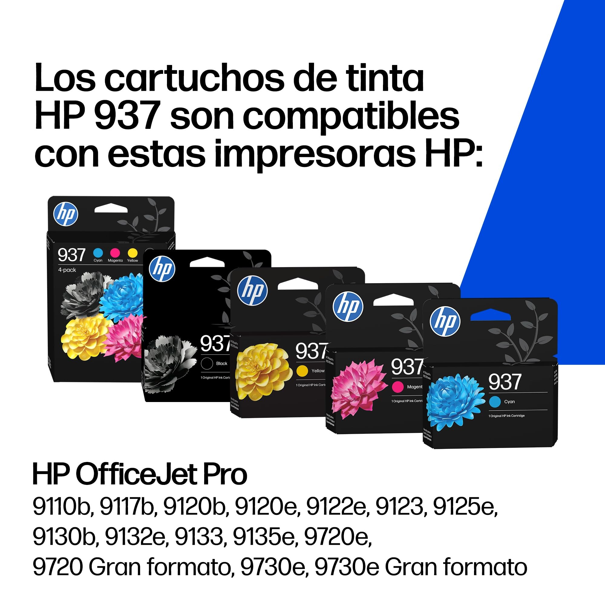 HP 937 Negro, Cartucho de Tinta Original | Compatible con OfficeJet Pro Serie 9100 y 9700, 1250 páginas (4S6W5NE)