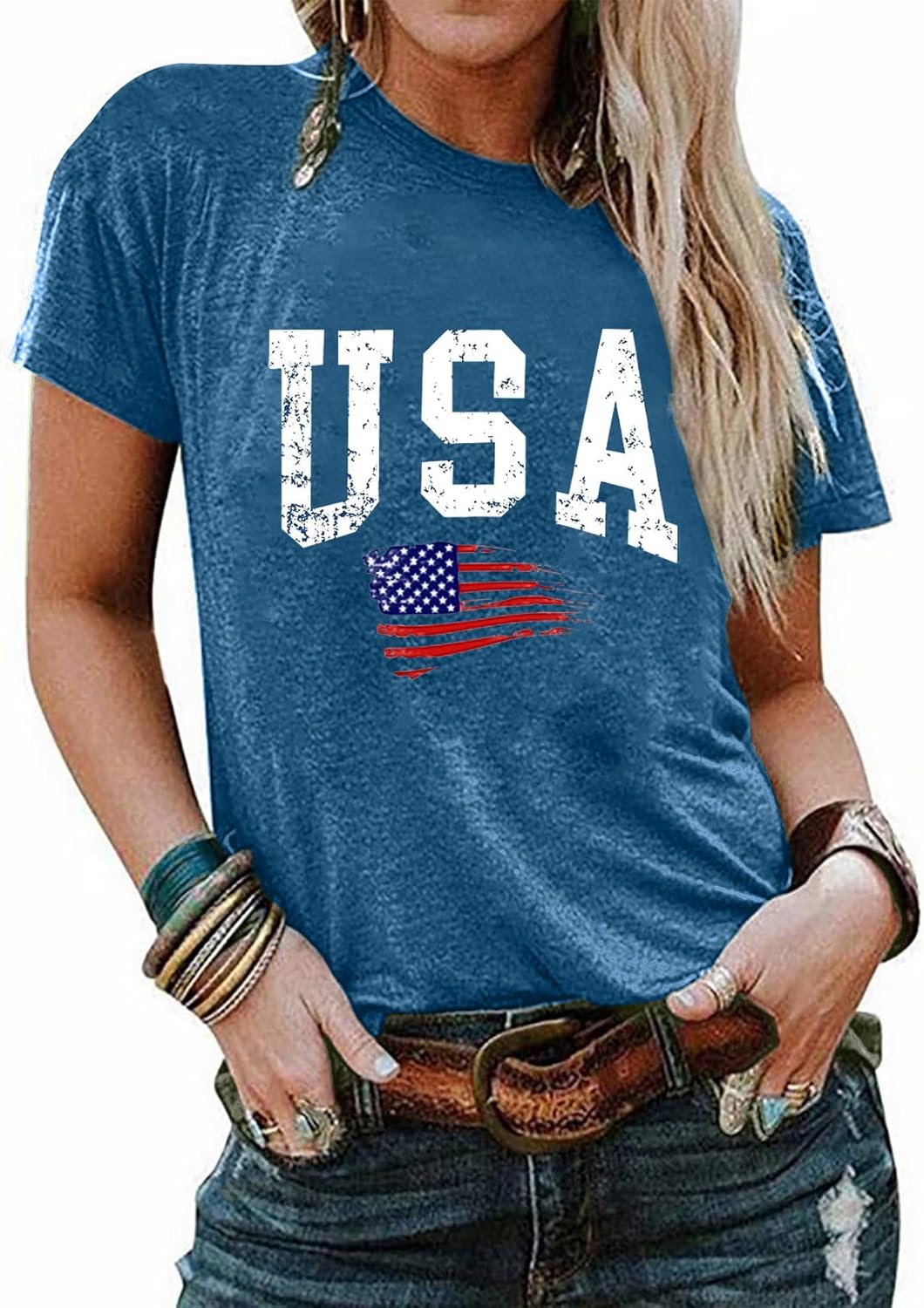 We The People Shirt Women 4th of July Shirts American Flag T-Shirt Patriotic Graphic Tees Casual Summer Tops - Image 2
