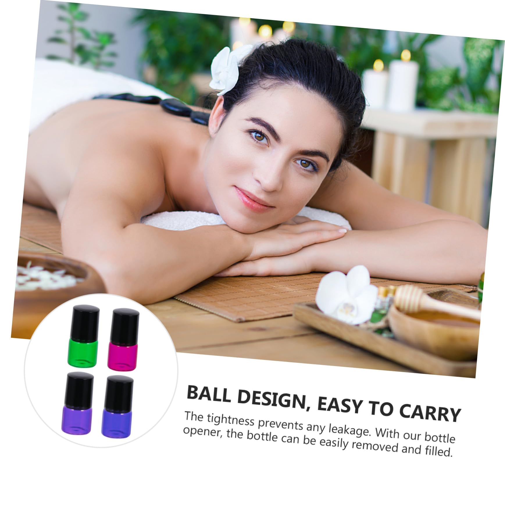Set da 40 Bottiglie in Vetro Roll On per Olio Essenziale e Profumo, Design Portatile Pallina a Rullo, per Viaggi e Uso Quotidiano