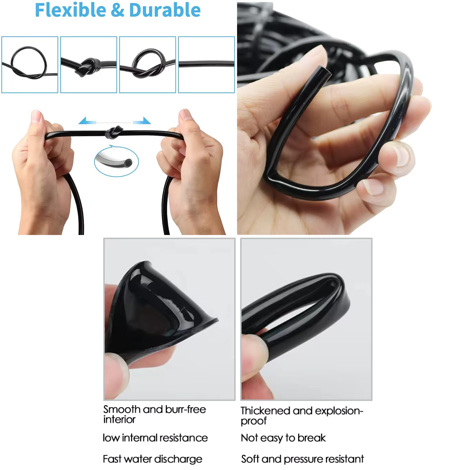 Microtubo de Riego 4mm para Goteo, Tubería para Riego, Fabricada en PVC Flexible y Resistente con 6mm de Diametro Exterior, Disponible en Rollo de 10, 25 y 50 metros, Color Negro (50 metros)